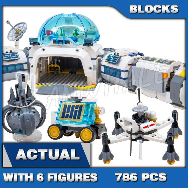 

786pcs City Outer Space Lunar Research Base Skycrane Lander Moon Buggy Astronaut 68008 Building Block Toys Compatible With Model