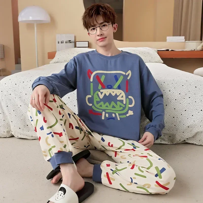 

100% Women Cotton 9 Style Sets Cartoon Pyjamas Spring Men For Lover Wear Pajamas Home Sleep Sweet Fashion Couple Student