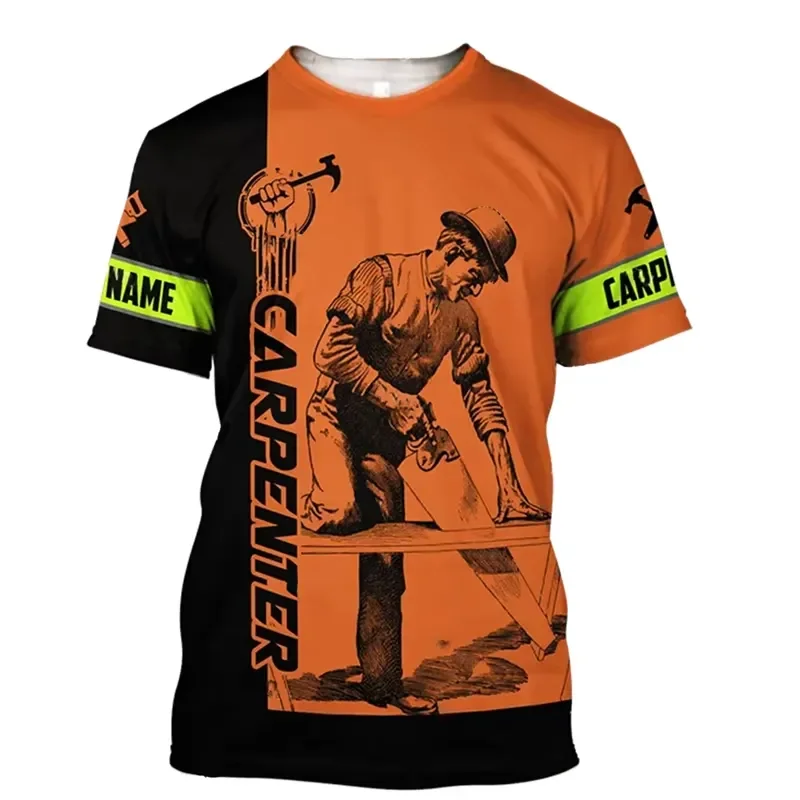 Carpenter Worker Men's T-shirt Short Sleeve Round Neck Breathable 3D Print Graphic Tools Harajuku Casual Workwear Tees