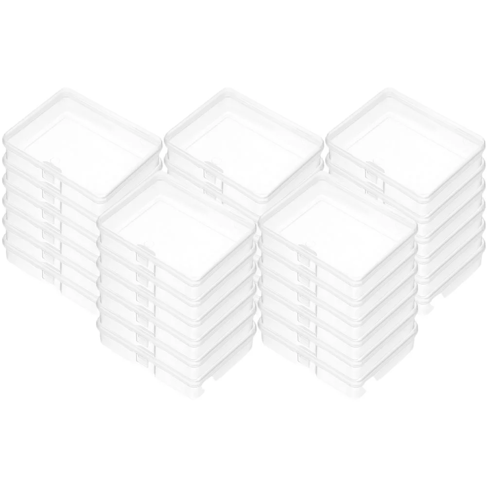 30 Pcs Hinged Lid Storage Box Small Plastic Container Clear Beads Mini Containers for Organizing Pp