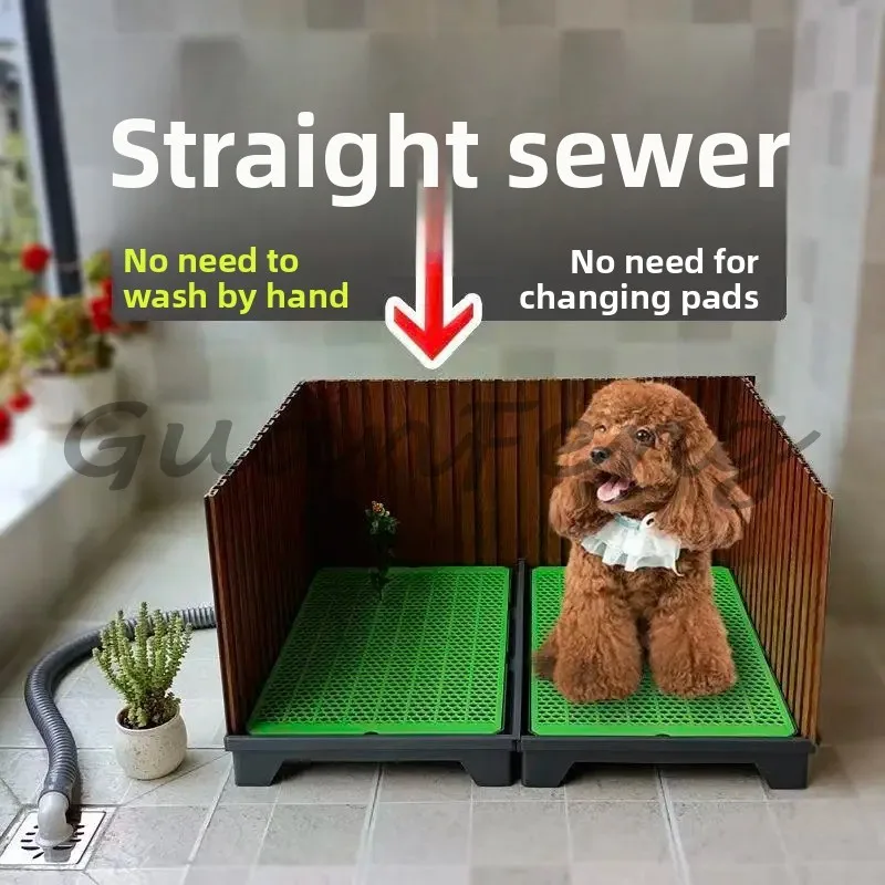 Indoor Flush Pet Dog Potty Urinal, Direct Drainage Dog Toilet with Training Walls for Large Medium Dogs Household Pet Supplies