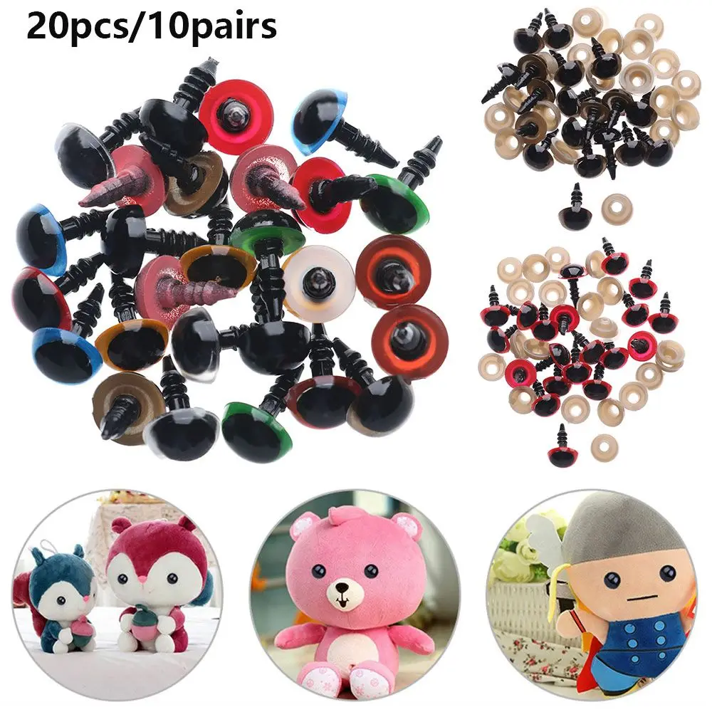 10pairs 8/10/12/14mm 9 Colors Plastic Safety Eyes Crafts Bear Animal DIY Dolls Puppet Accessories Stuffed Toys Parts with Washer