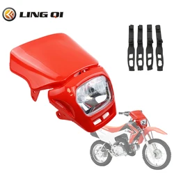 LINGQI RACING Motorcycle 12V 35W Headlight Headlamp Dual ATV Scooter Off Road For Almost Motorcycle Dirt Pit Bike Acccessories