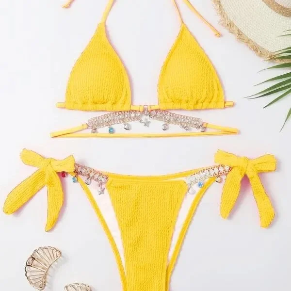 Sexy Puro Desiderio Vendita Calda Della Stagione Nuovo Ins Stile Bikini Catena da Donna Diamante Split Costume da Bagno Alla Moda Nodo Design Femminile