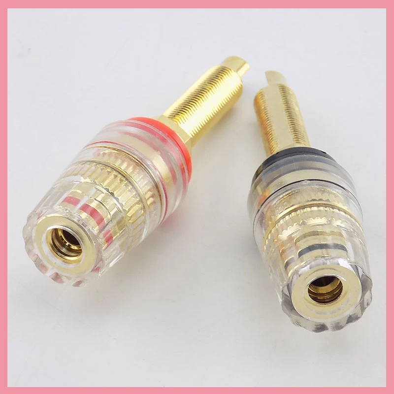 2pcs Brass Long Binding Post Connector Audio Speaker Amplifier Audio Adapter for 4mm Banana Plug Terminal Connectors B6