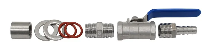 1/2 Zoll (DN15) Edelstahl 304 Kompakt-Kugelhahn ohne Löten und 8mm-25mm-25mm Schlauchanschluss für Heimbrau-Kessel – Detail 6