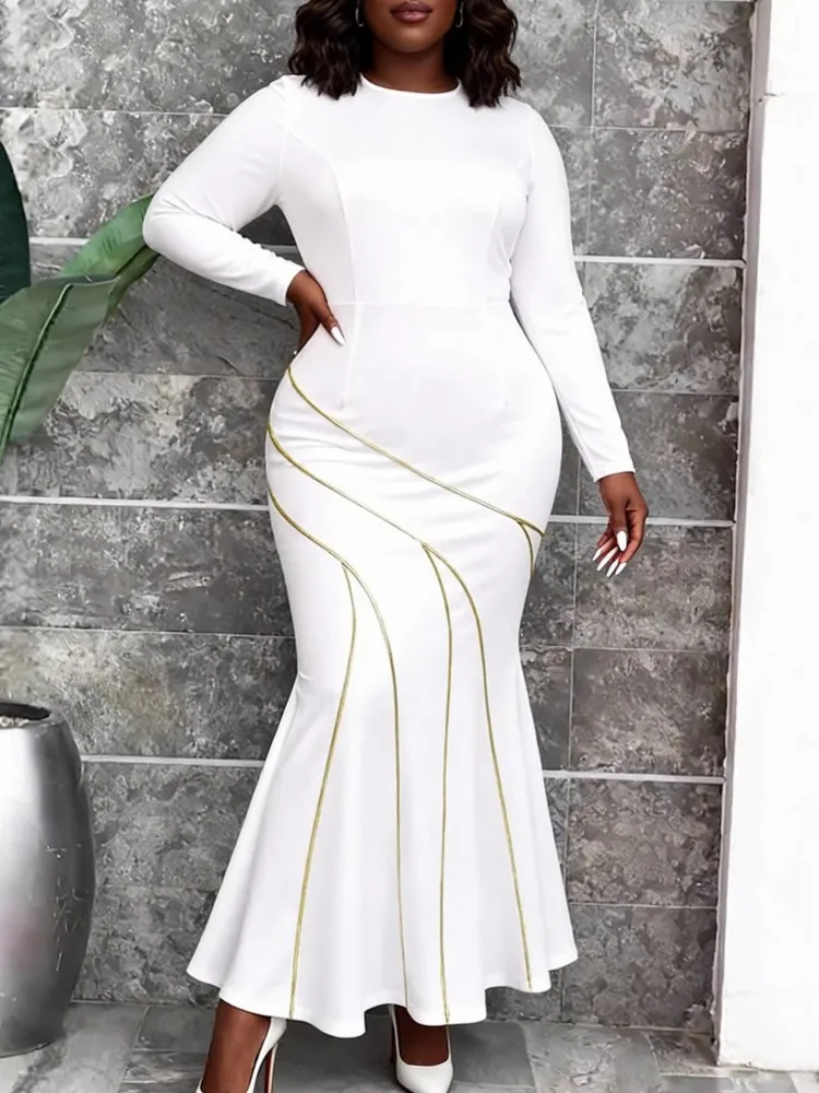 

Африканские платья для женщин больших размеров, элегантное платье-русалка с длинными рукавами, традиционная африканская одежда для женщин, сказочные платья