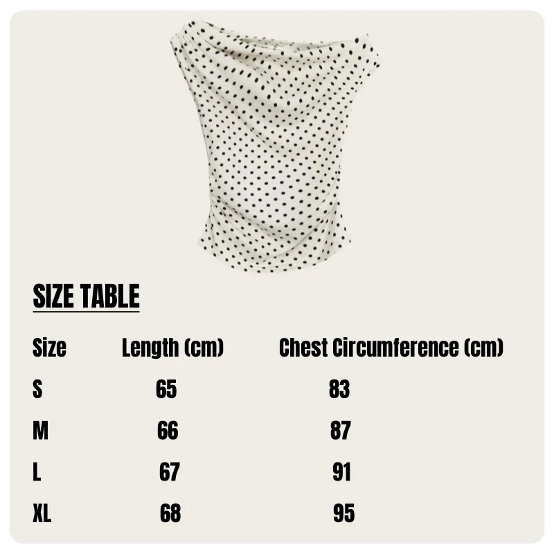 Summer Korean Style Retro Ivory Black Polka Dot Slim Fit Short-Sleeved Off-The-Shoulder T-Shirt
