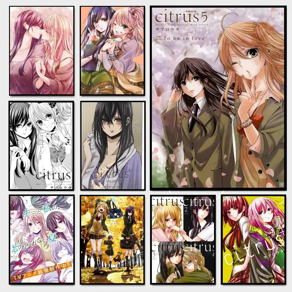 citrus Anime Poster Moisture-proof Self-adhesive Decor Living Room Bedroom Party Bar Fade-resistant