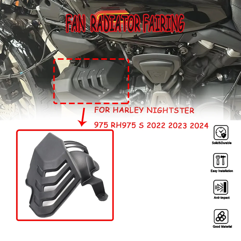 

Suitable for RH975S NEW motorcycle black fan, radiator cover, fairing, hot cooling air guide plate, spoiler, Harley Night Run 97