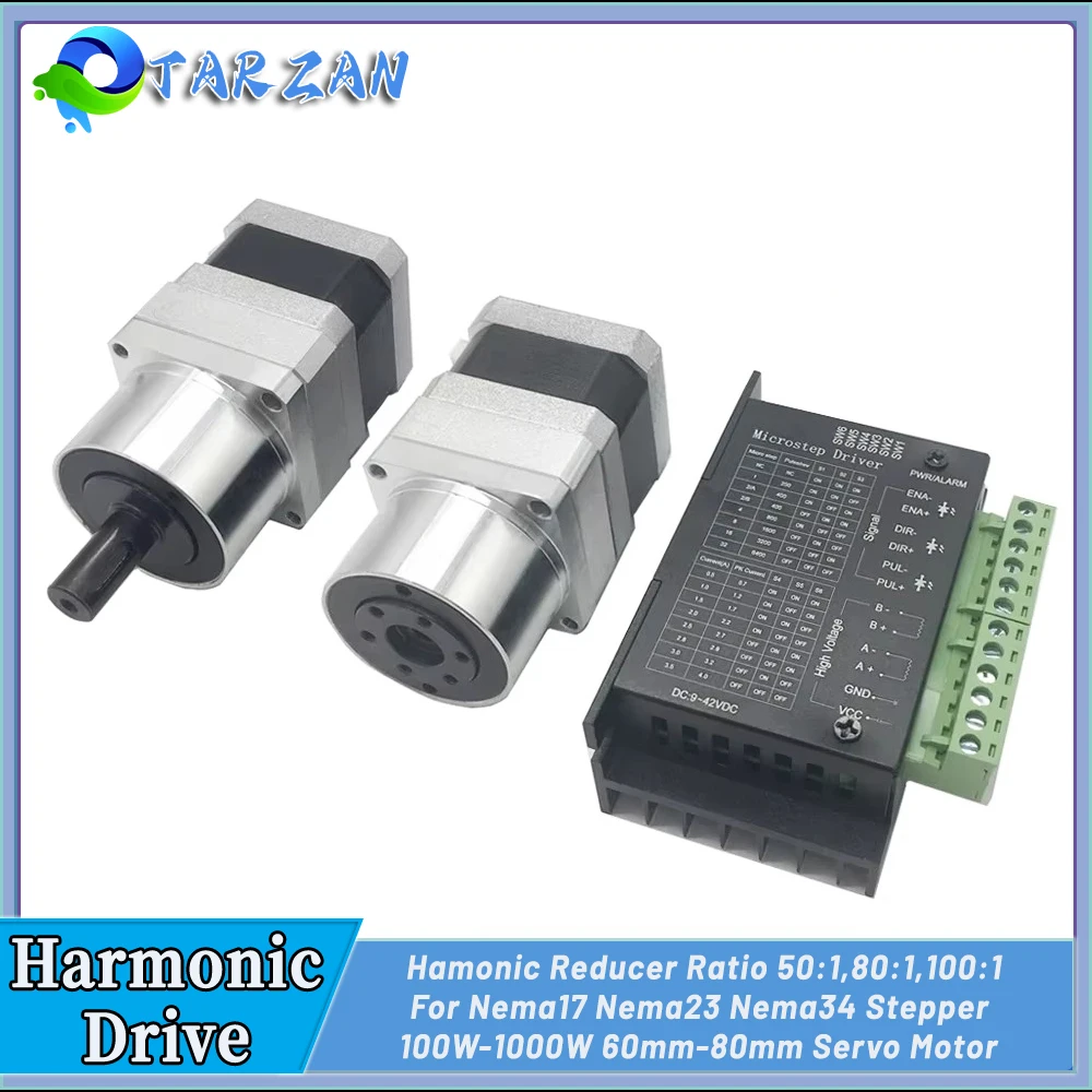 Mini Harmonic Drive Stepper Motor Kit High Precision Harmonic Gearbox Robot Manipulator Arm Joint Rotating Platform Cam Divider