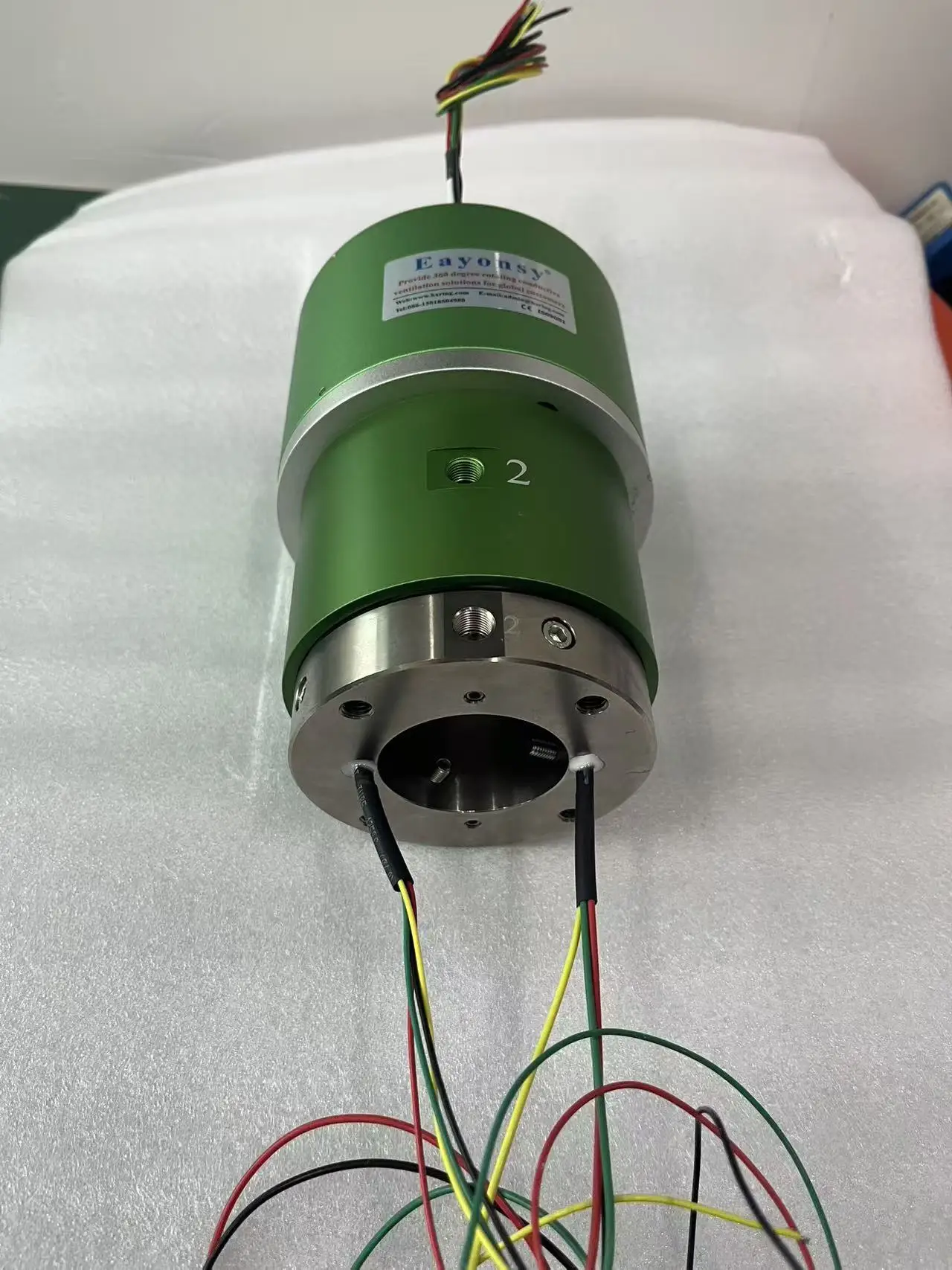 50mm Through Bore Slip Ring with Pneumatic Rotary Joint | 2 In 2 Out Air Channels | G1/8 Thread | 6 Wires 10A Electrical Hybrid