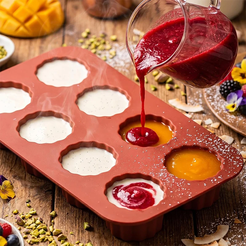8/18 Cavity Canelé Silicone Mold Non-Stick Heat Resistant Round Column Baking Tray Baking Mould for Pudding Ice Cream Chocolate