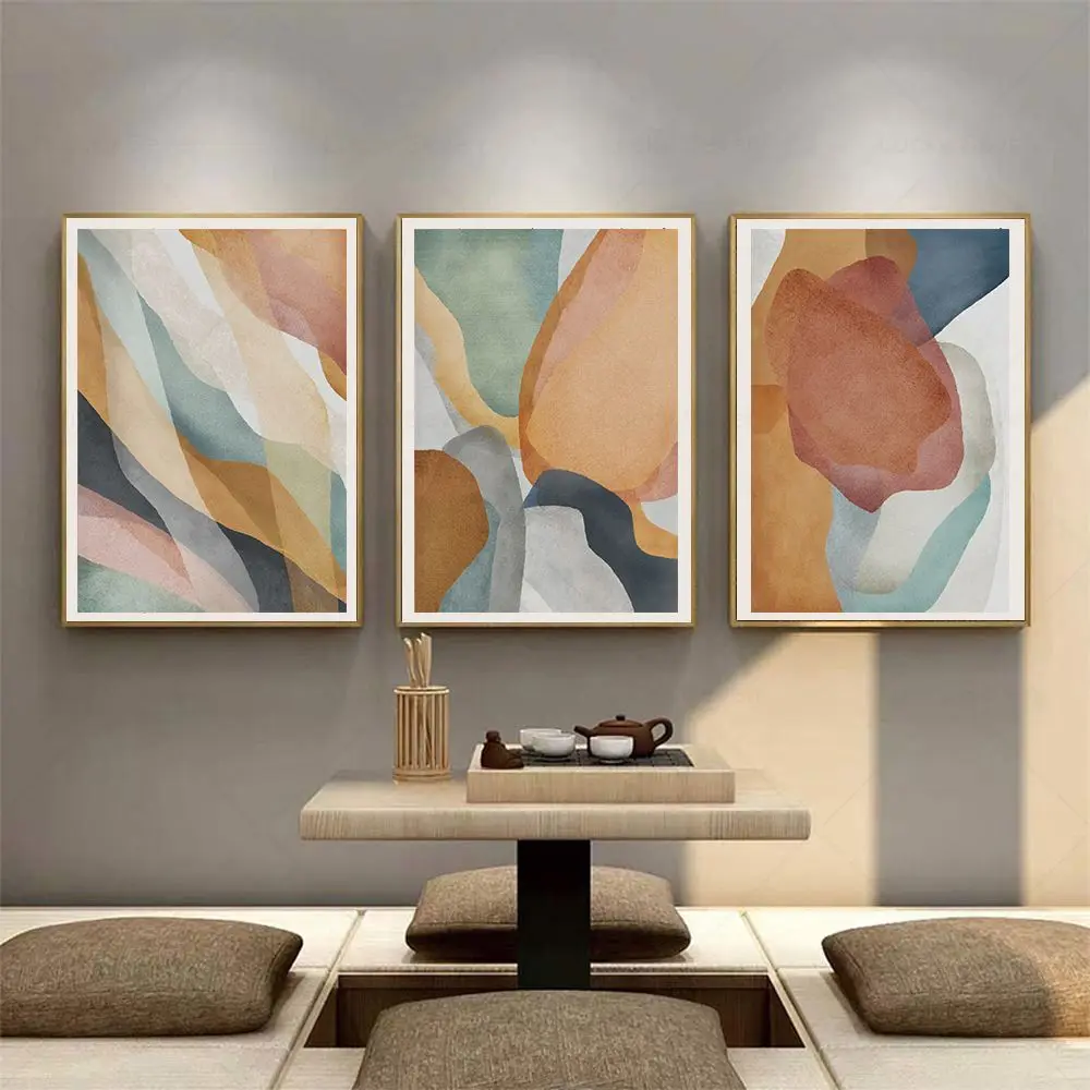 Boho Abstrakte Wand Kunstdruck Farbe Block Malerei Linie Kunst Leinwand Poster Moderne Wand Bild Wohnzimmer Innen Hause Dekoration