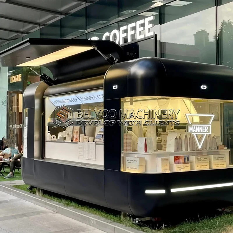 Belyoo Food Kiosk Coffee Kiosk Snack Food Trailer Grill Hamburger Mobile Hot Dog Pizza Ice Cream Food Trailer With Full Kitchen