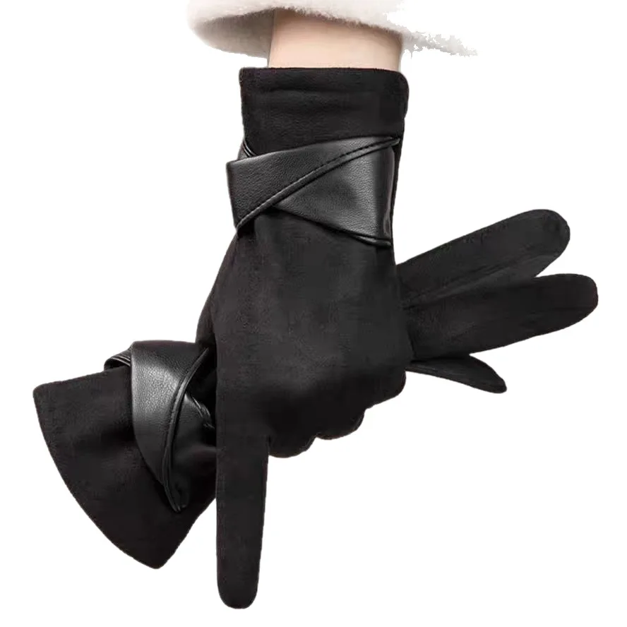 

Ветрозащитные зимние теплые перчатки для женщин, уличные велосипедные перчатки с сенсорным экраном, модные бархатные изолированные перчатки с длинными пальцами, варежки