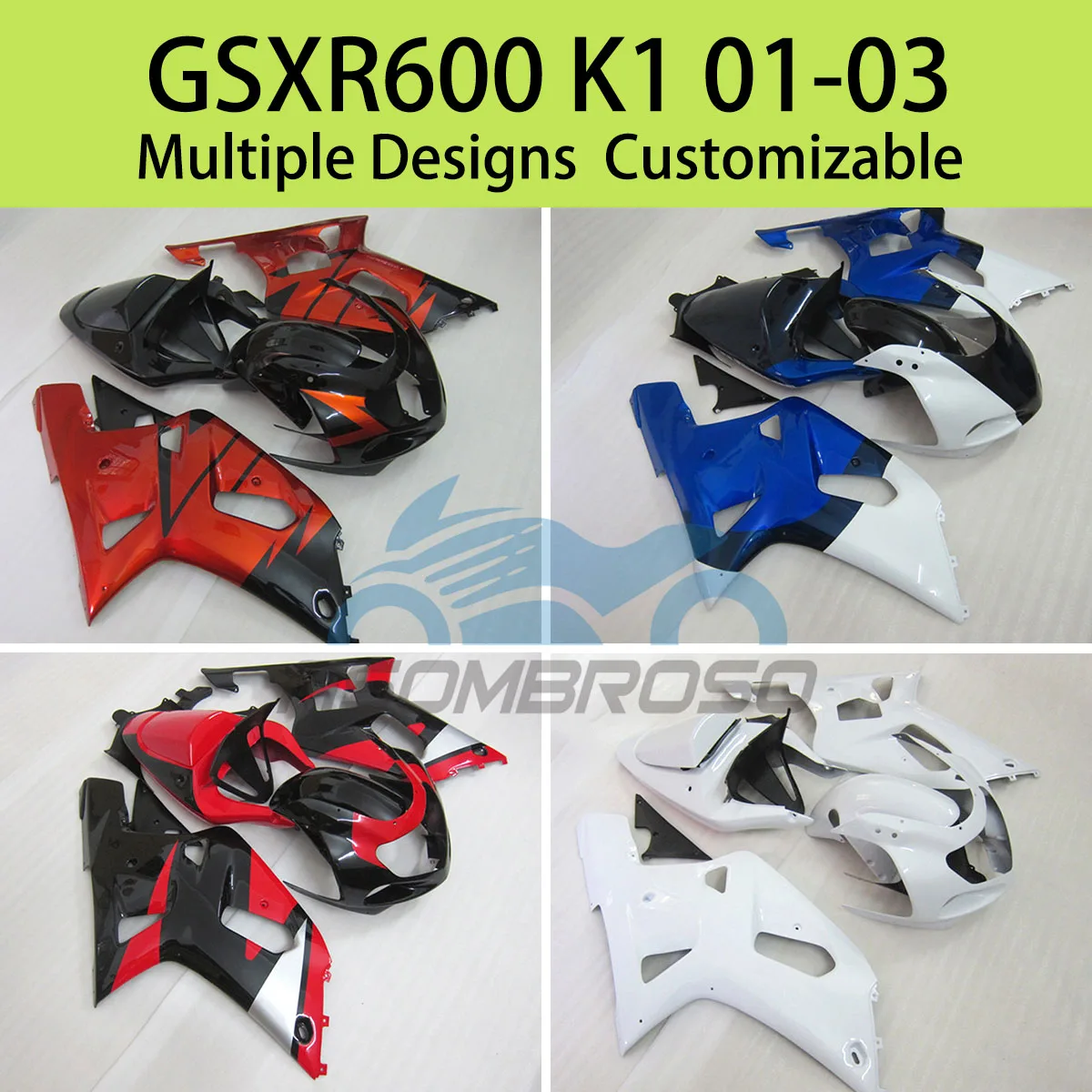 

For SUZUKI GSXR600 GSXR750 K1 01 02 03 Fairing Kit GSXR 600 750 2001 2002 2003 Motorcycle Fairings ABS Injection Cowling