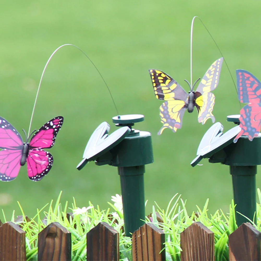 Solar Powered Dancing Fluttering Butterflies Flying Humming Bird Solar Flying Butterfly Garden Yard Outdoor Garden Decorations