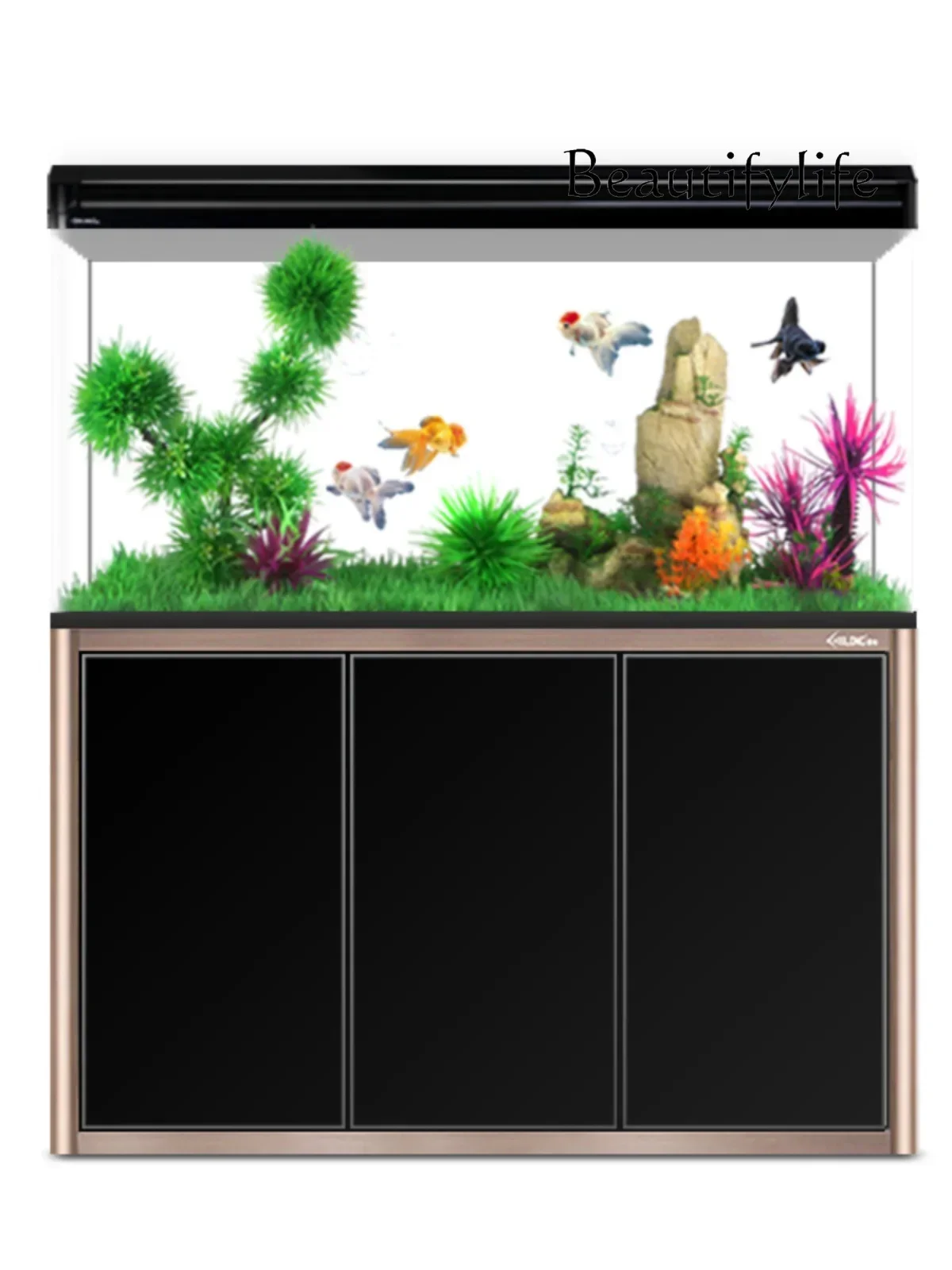 Small and medium-sized aquarium, large living room, household lazy ecological water-free glass goldfish tank with cabinet