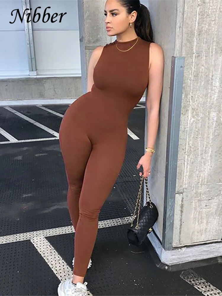 Nibber Summer Solid Basic Black White Jumpsuit Overalls Women's Clothing 2021 Street Casual Activity Wear Fitness Outfit Female