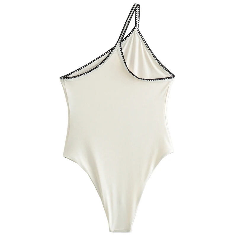 TRAF Asymmetric Bodysuit Women's Swimsuits Spring Summer 2024 Sleeveless Backless Lockable Bodysuits Sexiest One Piece Swimsuits