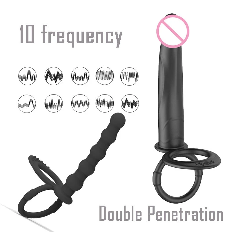 Double Penetration Dildo Penis Vibrator G Spot Massager Sex Toys For Couples Anal Beads Butt Plug Sex Ring For Men Adults 18+