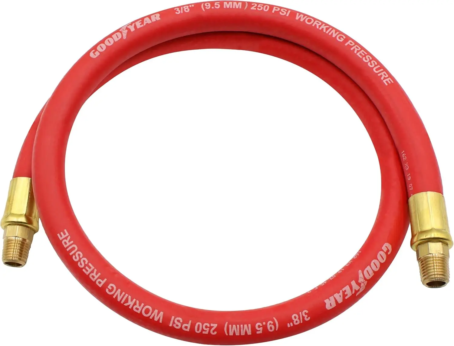 

3' x 3/8" 250 PSI Red Rubber Whip Hose, Weather and Oil Resistant for Durable Use