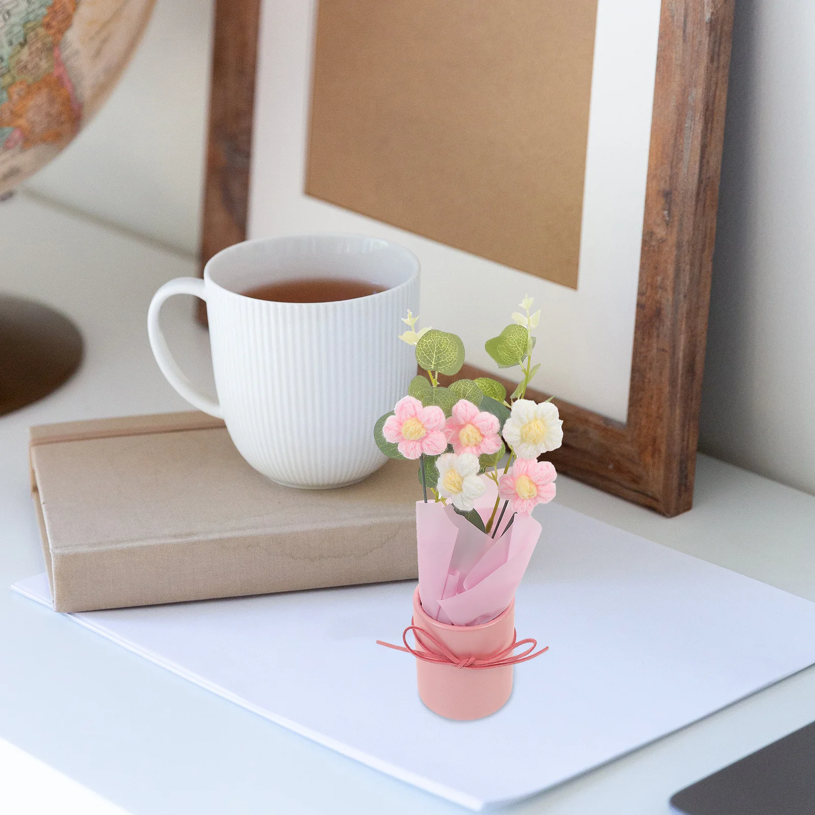 

Mini Crochet Flower Bouquet Adorable Crafted Floral Ornament for Bedroom Study Car Decor Unique Gift Idea Crochet Flower Bouquet