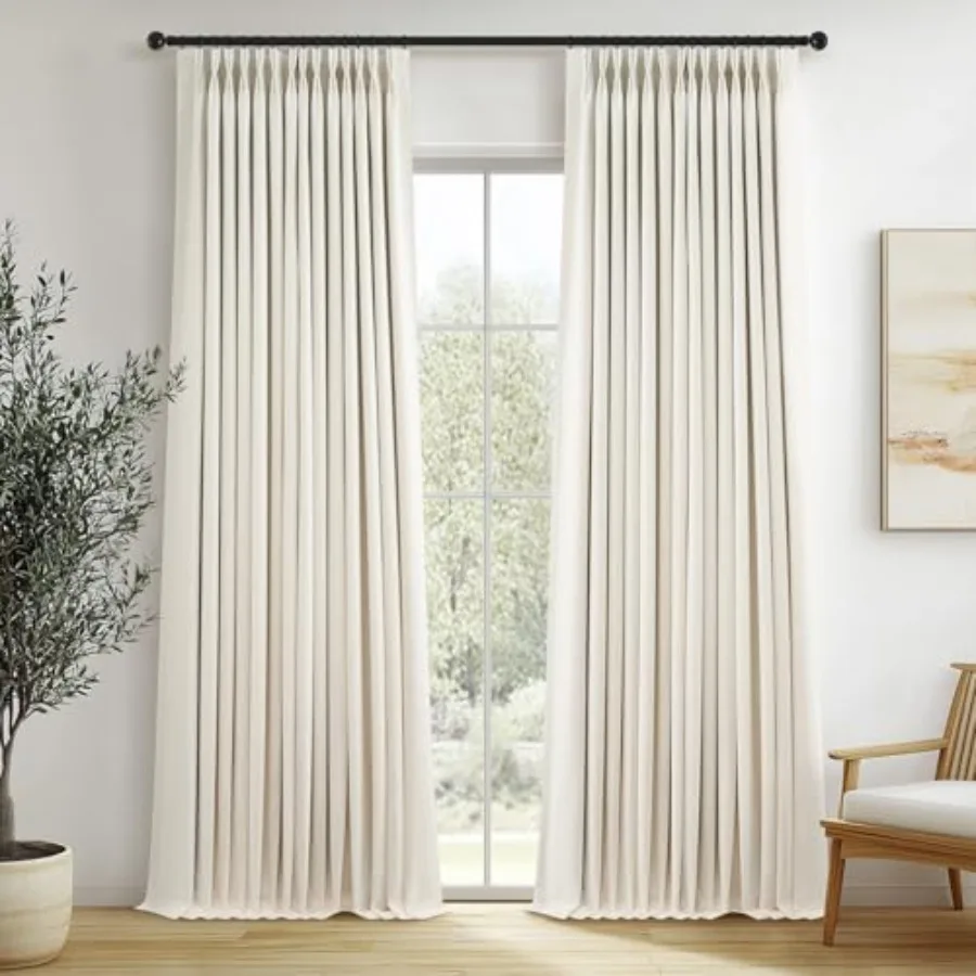 

Extra Long 100% Blackout Curtains 108 Inch Long for Living Room Large Window with Hooks Rings, Ceiling to Floor Pinch Pleated C