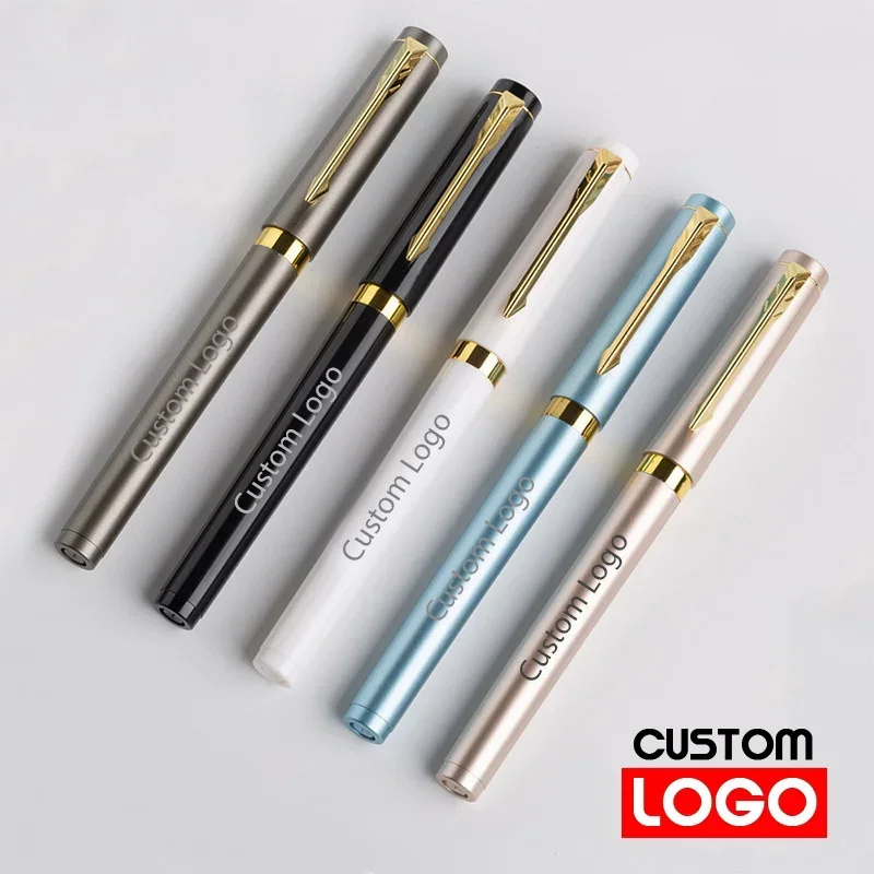 0.7mm Gel Pen Custom Logo High-grade Imitation Metal Signature Pen Plastic Advertising Pen School Supplies Lettering Engraved