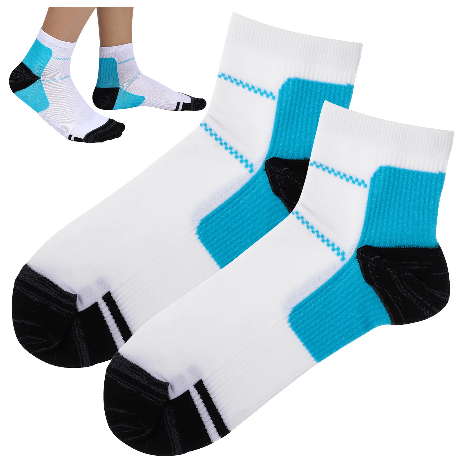 

Pair Foot Compression Socks Blue White Plantar Fasciitis Heel Pain Relief Arch Support Cushion Foot Compression Socks