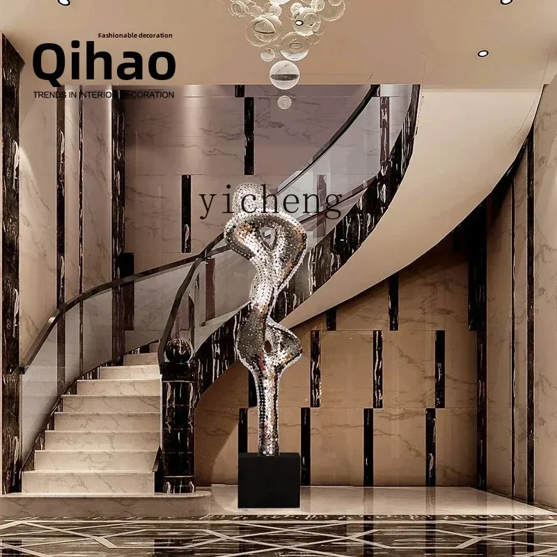 ZC Abstract Metal Hotel Clubhouse Large Sculpture Outdoor Stainless Steel Floor Ornament Crafts