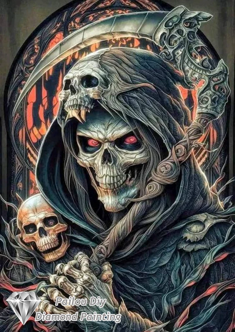 Halloween Horror Skull And Skeleton Diamond Painting Dark Art