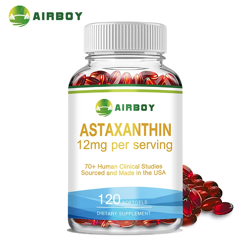 

Astaxanthin 12mg - Supports Skin, Joints, Eyes, Cardiovascular Health - High Quality Antioxidant Supplement