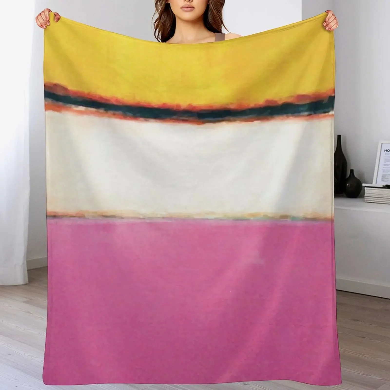 

Mark Rothko | White Center (Yellow, Pink and Lavender on Rose) Throw Blanket Faux Fur Soft Warm Blanket for Bed