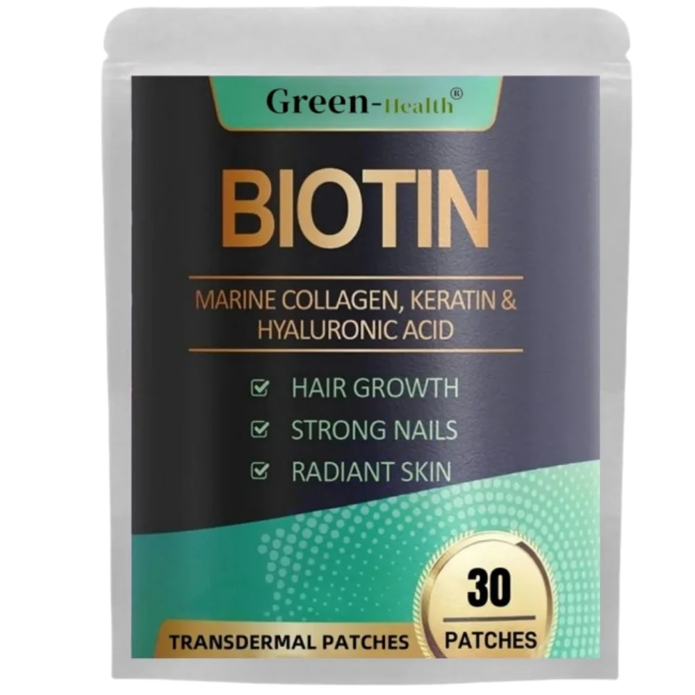 30 Patches Biotin Transdermal Patches Keratin Marine CollagenStrength Hair Skin for Women & Men