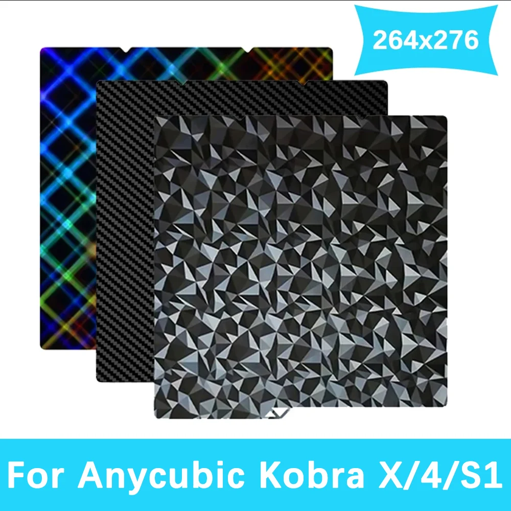 For Anycubic Kobra X Build Plate 264x276mm Cold Plate Kobra S1 Combo Build Plate Double Sided PEI PEO PET PEY Kobra 4 Sheet