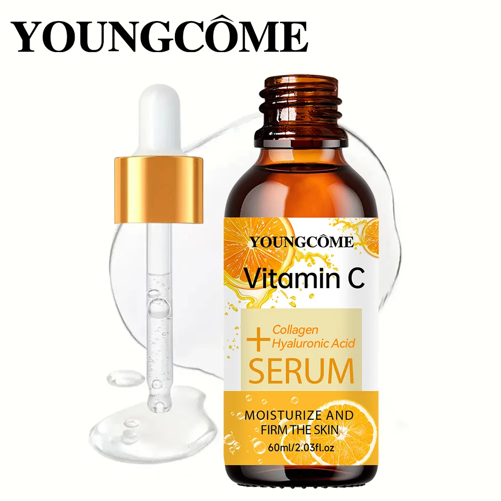 Youngcome 2 pçs vitamina c essência facial ácido hialurônico iluminar soro desbotar linhas finas reparação hidratante soro maçante