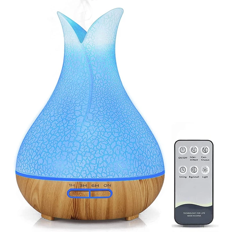 400Ml Aroma Diffuser, Ultrasone Aromatherapie Diffuser Luchtbevochtiger, 7 Soorten Led Lichte Kleuren, Voor Slaapkamer, Kantoor, Spa Eu Plug