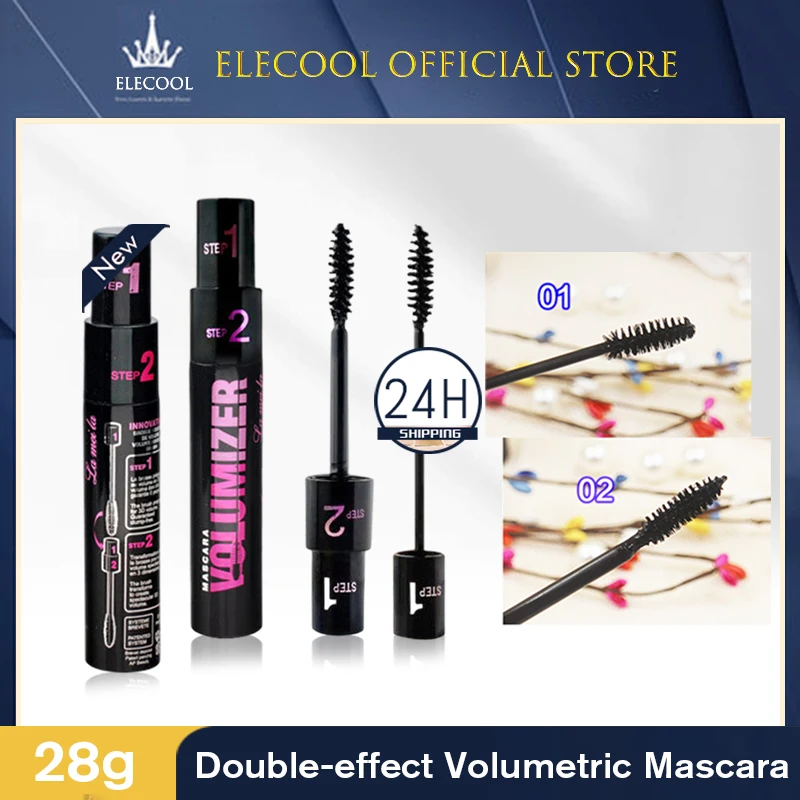 Make up 2in1 Double Purpose Mascara Waterproof and Sweatproof Curling Brushes Makeup Eye Fiber Mascara Eyelash Eyelashes Black