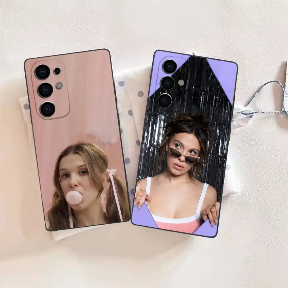 spoof Millie Bobby Brown Actress Phone Case For Samsung S26,25,24,21,22,21,20,10,9,8,7,6,5,Ultra,Plus,Fe,Lite Black Shell