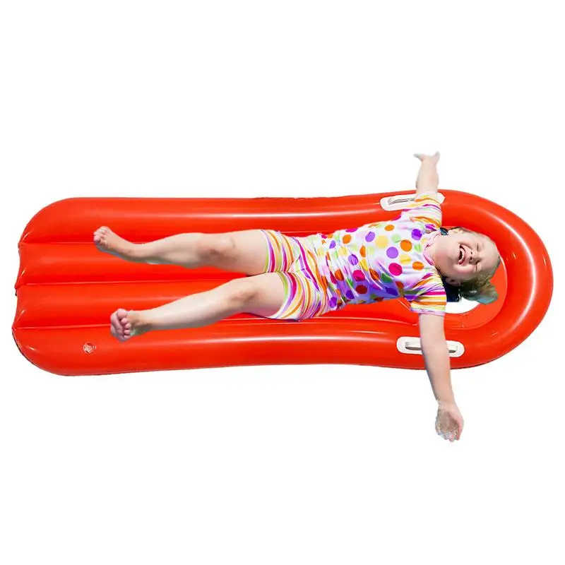 Kids Surfboard Portable Pool Lounger Red Inflatable Surf Body Board With Easy-Grip Handles Floating Couch Inflatable Rafts For