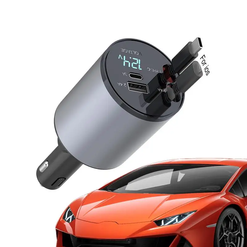 

200g Fast Charging Port ABS Fast Charge Cord Cigarette Lighter Adapter Metal Movable Car Mobile Phone Charger for cars auto