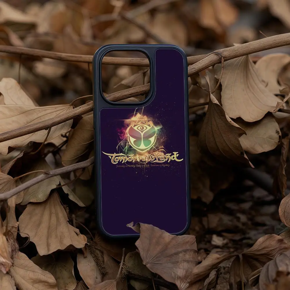 

T-TomorrowlandS Phone Case For iPhone 17 16 15 14 13 12 Pro Max Plus Black Frame Acrylic Carbon Fiber Hard Shell