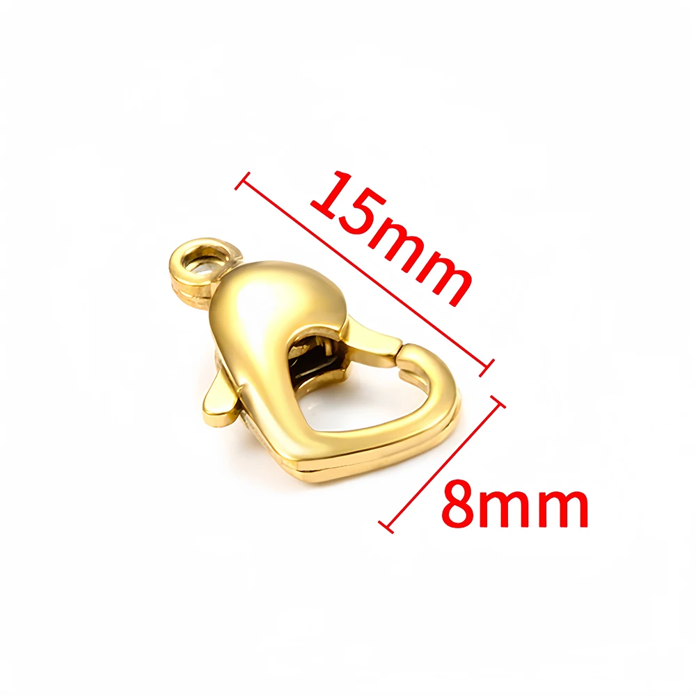 Edelstahl-Hummerklammern, Hakenverbinder in Herzform für DIY-Schmuck, Halsketten, Armbänder, Zubehör und Accessoires – Detail 12