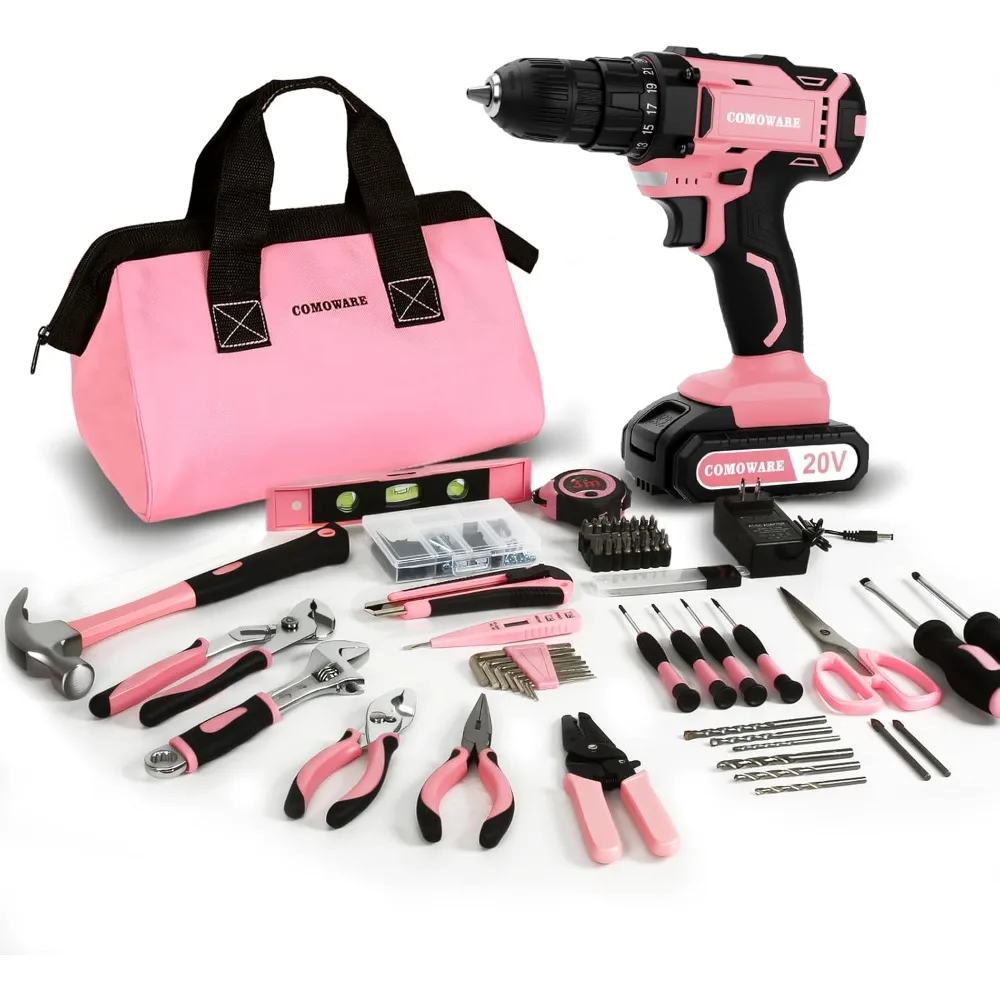 kit-d'outils-domestiques-rose-de-179-pieces-avec-perceuse-sans-fil-20v-outils-de-reparation-complets-pour-l'amelioration-de-l'habitat