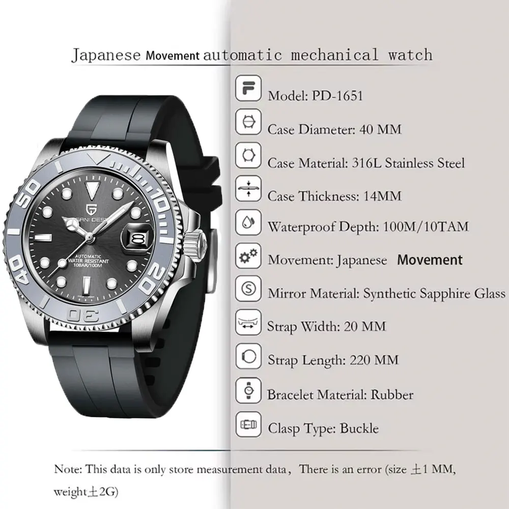 PAGANI DESIGN العلامة التجارية الأعلى ساعة رجالي كلاسيكية فاخرة 40 مللي متر ساعة اليد الميكانيكية السيراميك الحافة مقاوم للماء ساعات أوتوماتيكية للرجال #6