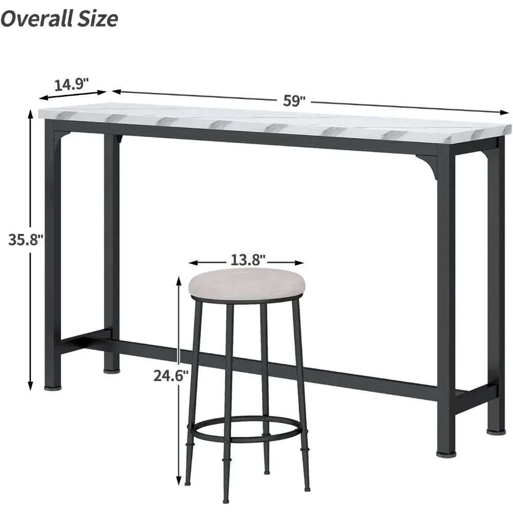 Modern bar table, 3-piece console with 3 chairs, 3 chairs, suitable for breakfast, living room, and apartments, home bar table