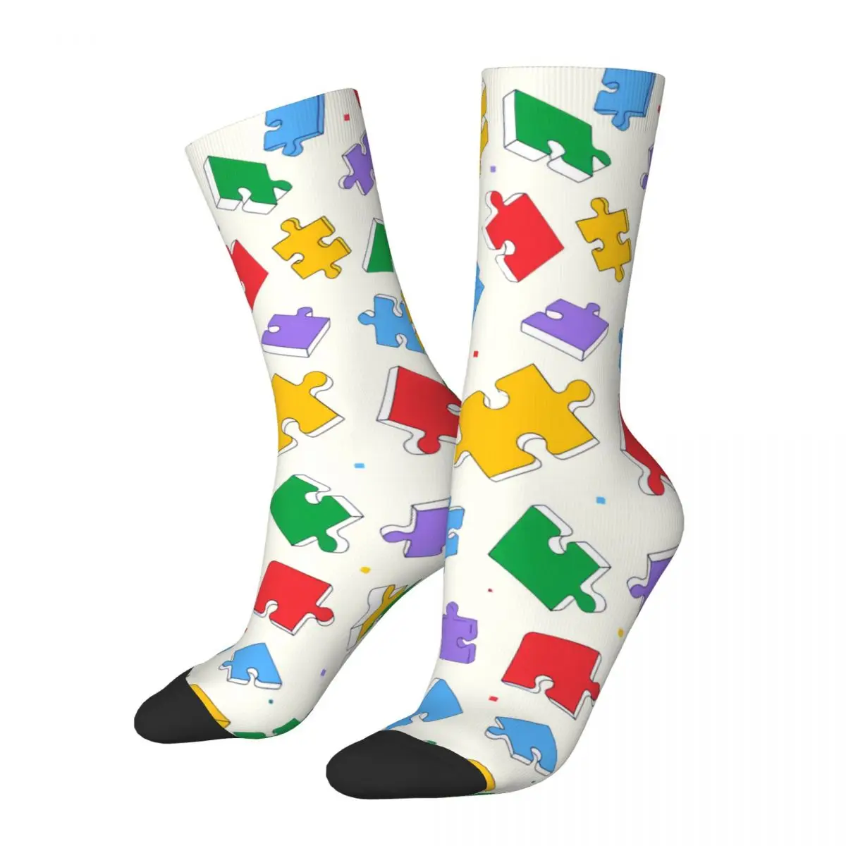 Puzzles Texture On White Background Crazy Men's Socks Unisex Jigsaw Puzzle Harajuku Pattern Printed Funny Crew Sock Boys Gift