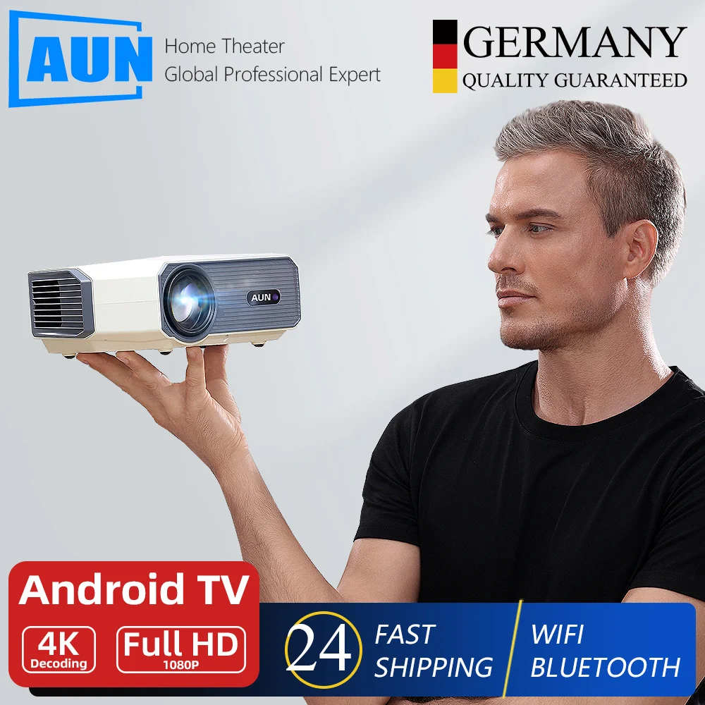 

AUN A004 Pro Светодиодный проектор Full HD Домашний кинотеатр WIFI Android Видеопроектор Электрический фокус 3D МИНИ-театр 1080P 4K Декодирование фильмов